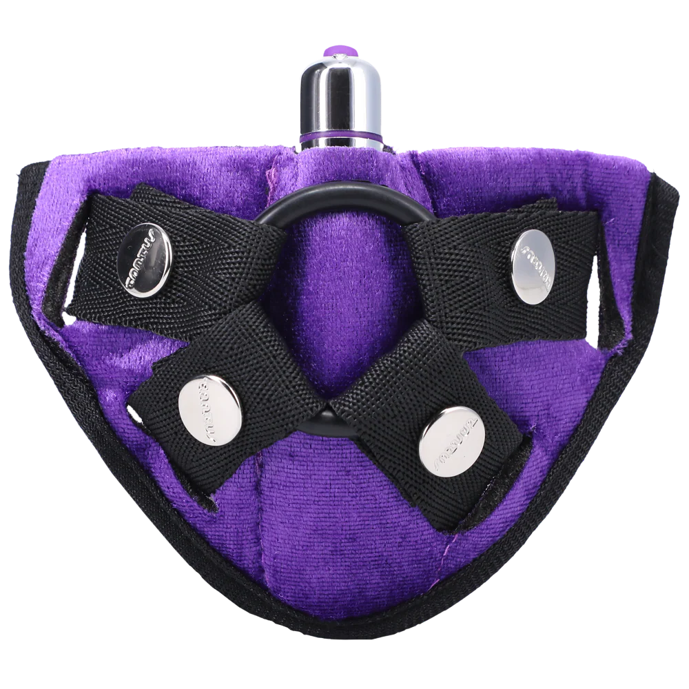 Vibrating Velvet Harness in Purple