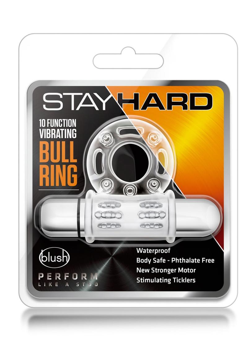 Stay Hard Vibrating Mega Bull Cock Ring in Clear