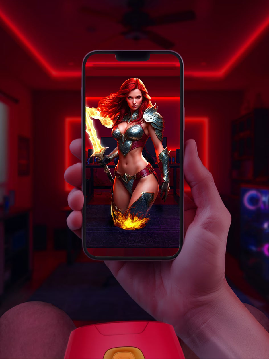 Solara Fire Sorceress Thrusting, Heating and Vibrating Virtual Reality Masturbator