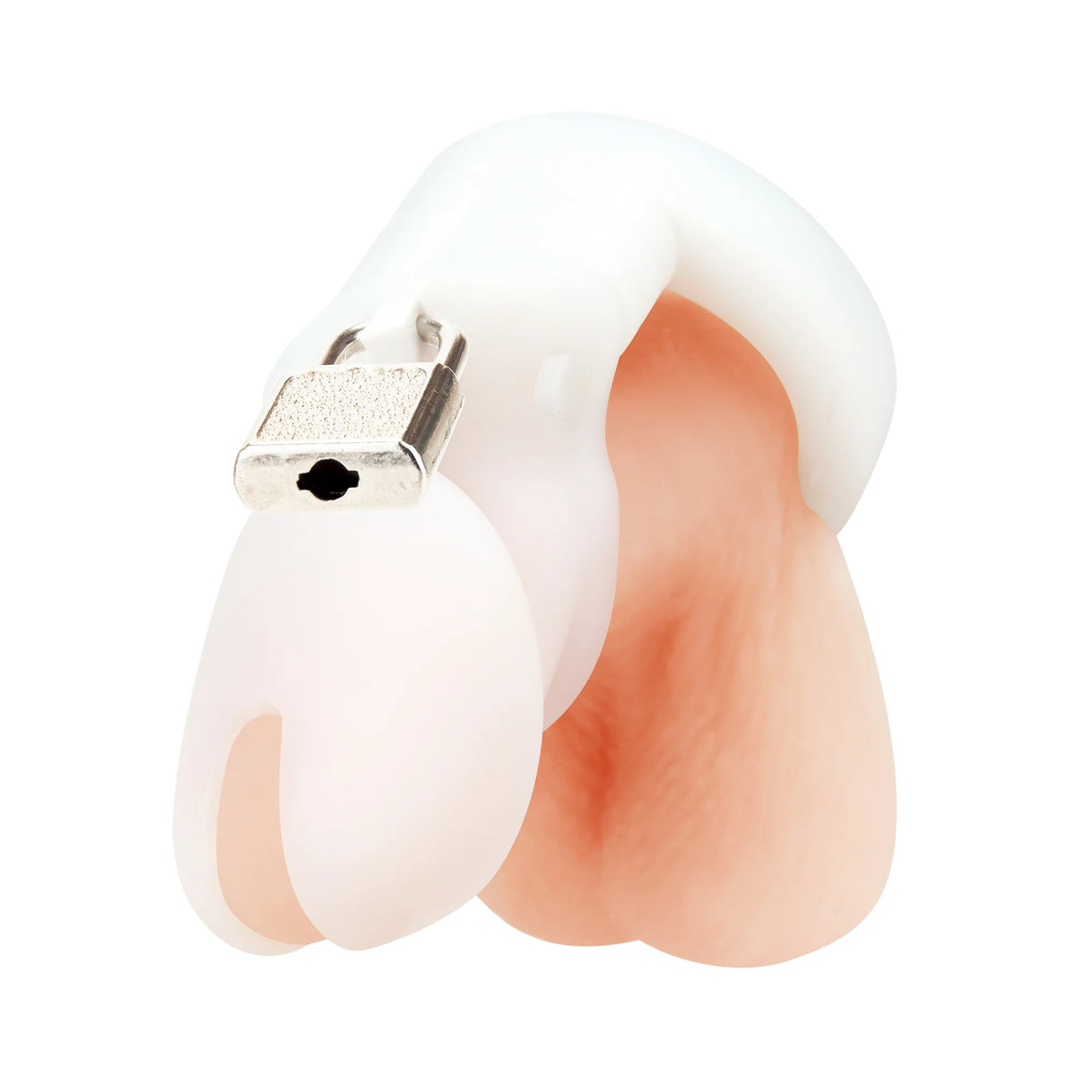 Blue Line Silicone Chastity Cage in White