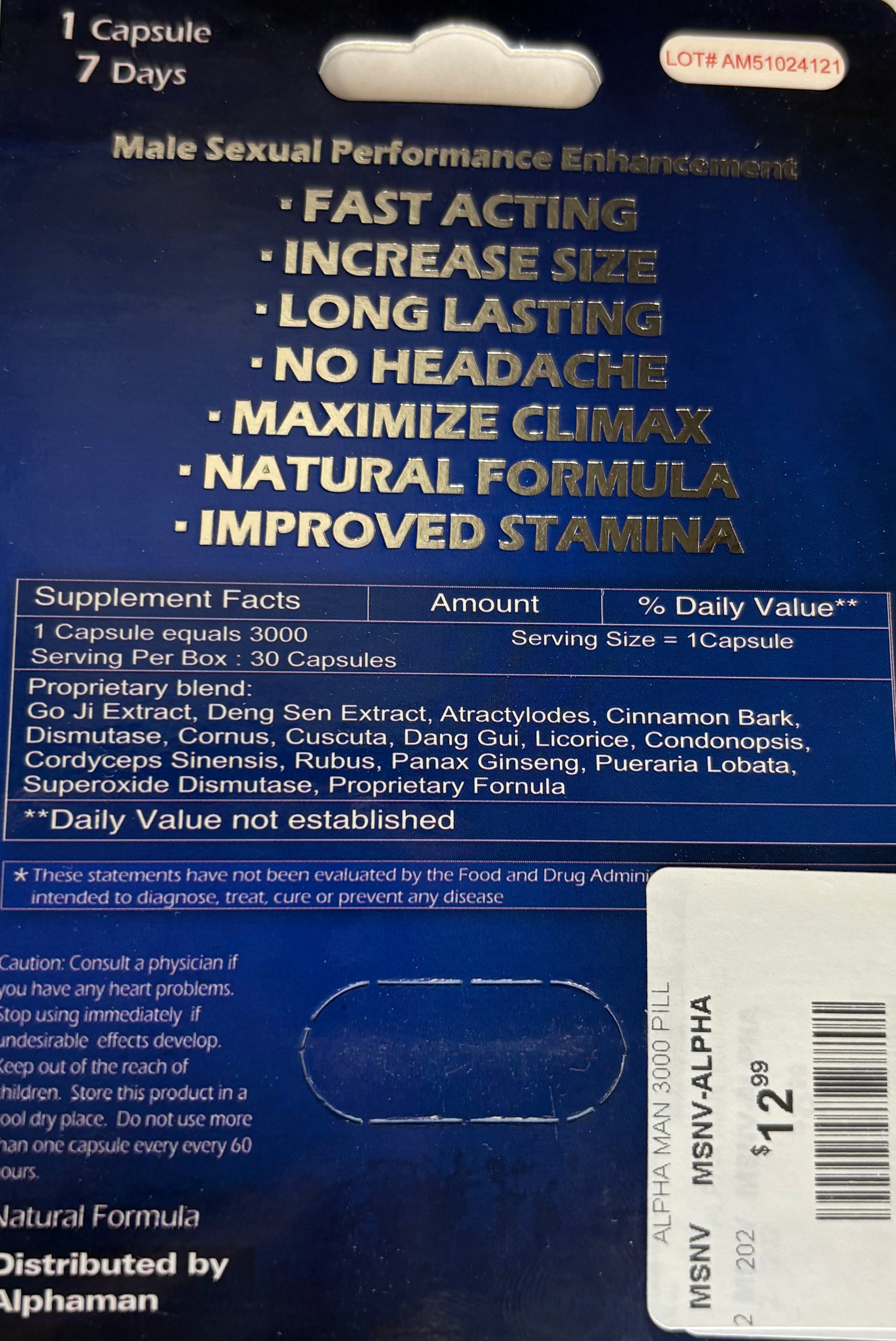 Alpha Man 3000 Male Enhancement Pill