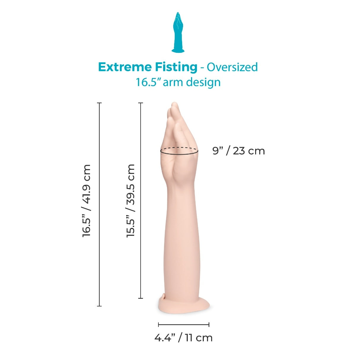 16.5 Inch Silicone Hand Fisting Dildo with Suction Base