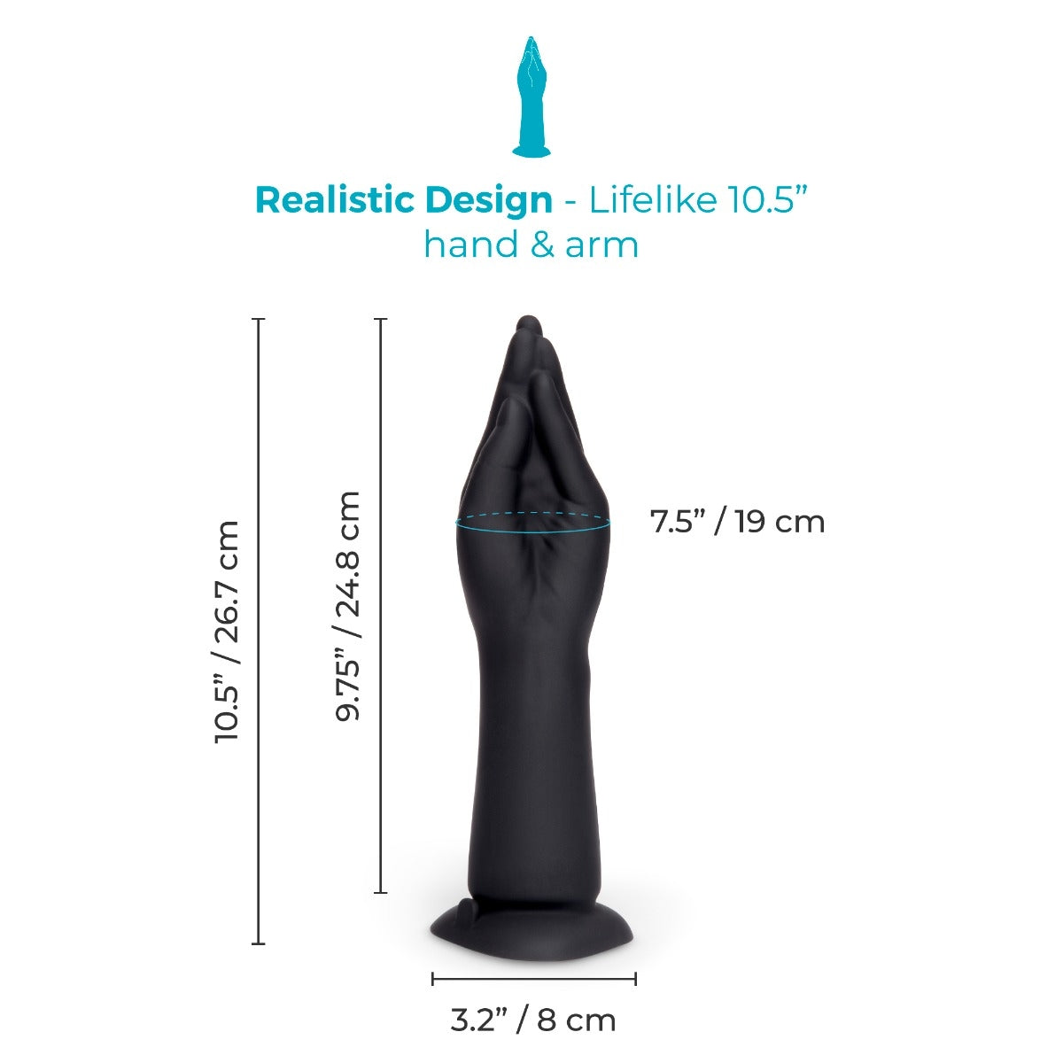 10.5 Inch Vibrating Silicone Hand Fisting Dildo with Suction Base