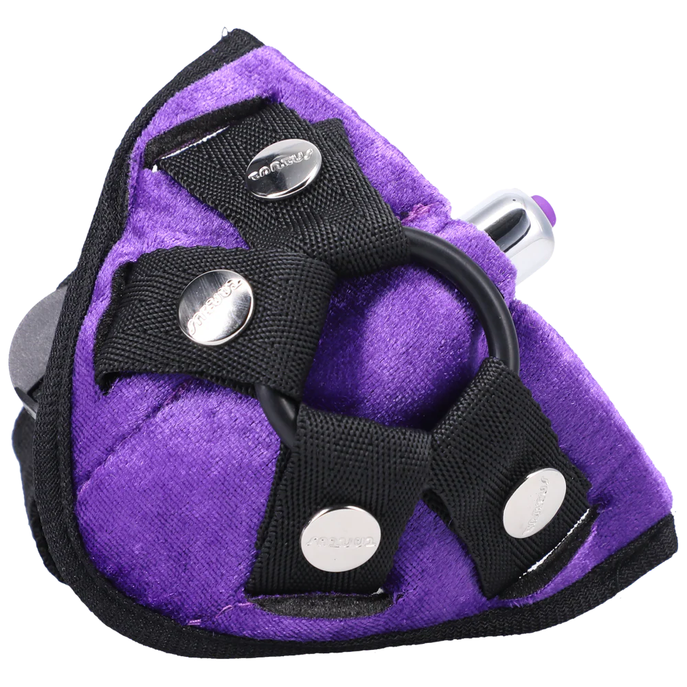 Vibrating Velvet Harness in Purple