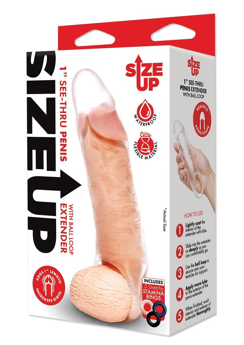 Size Up See-Thru Penis Extender with Ball Loop