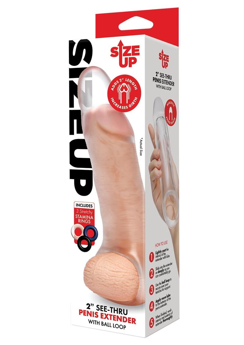 Size Up See-Thru Penis Extender with Ball Loop