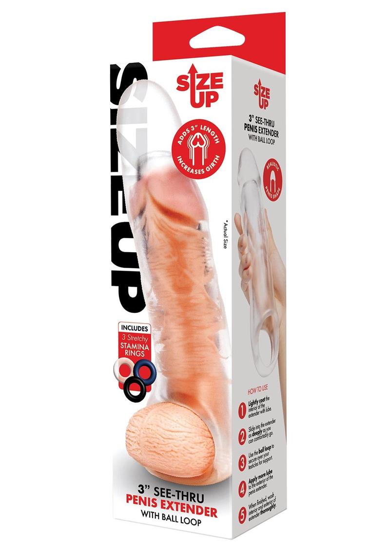 Size Up See-Thru Penis Extender with Ball Loop