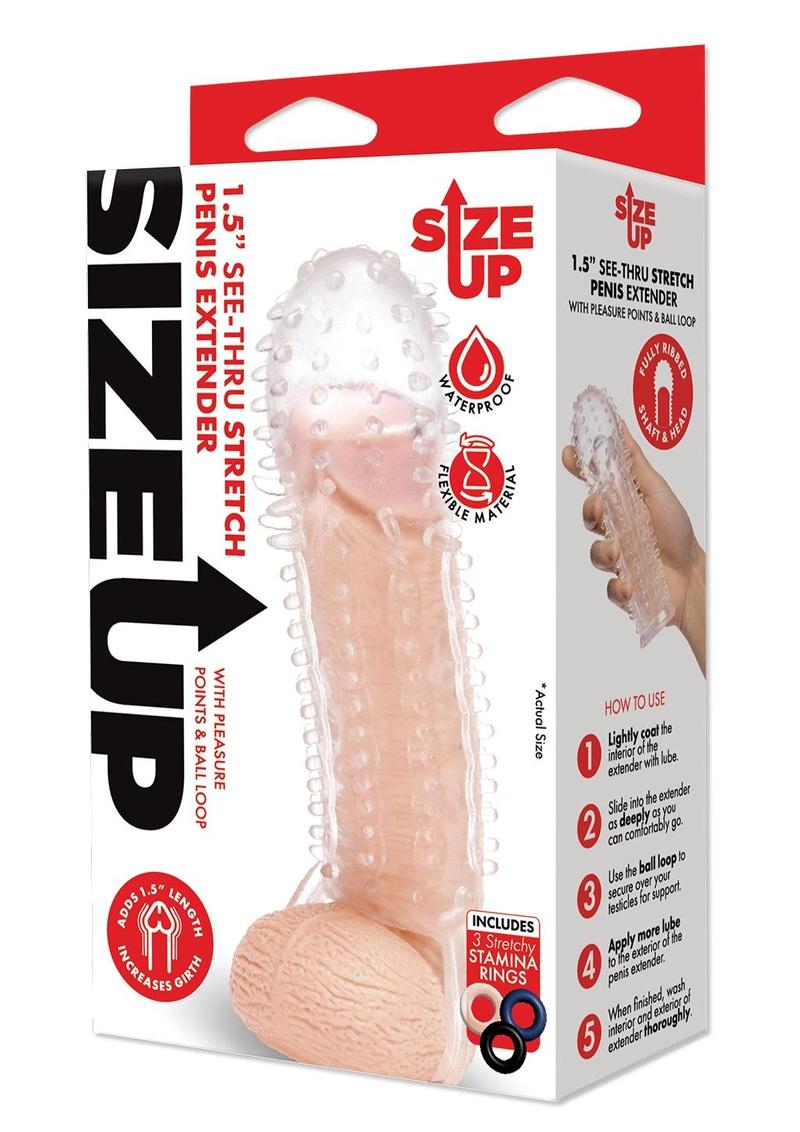 Size Up 1.5" Textured Penis Extender with Ball Loop