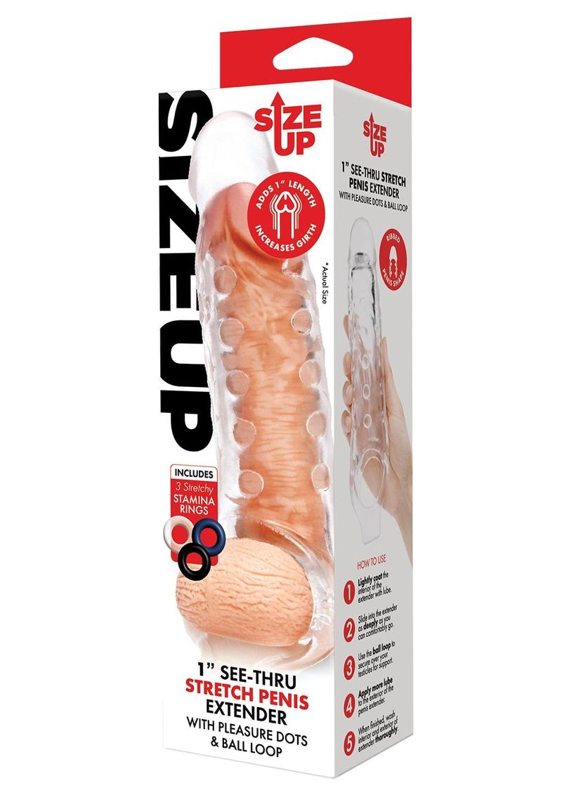 Size Up 1" Studded Penis Extender with Ball Loop