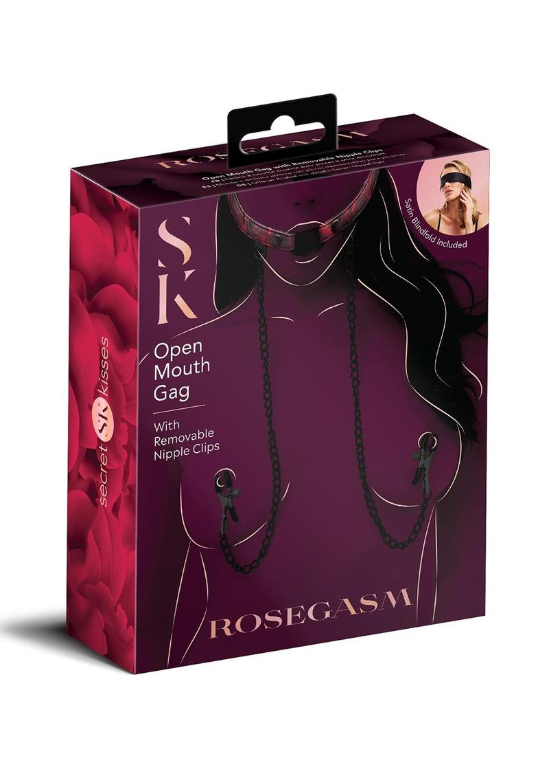 Rosegasm Open Mouth Gag with Nipple Clips