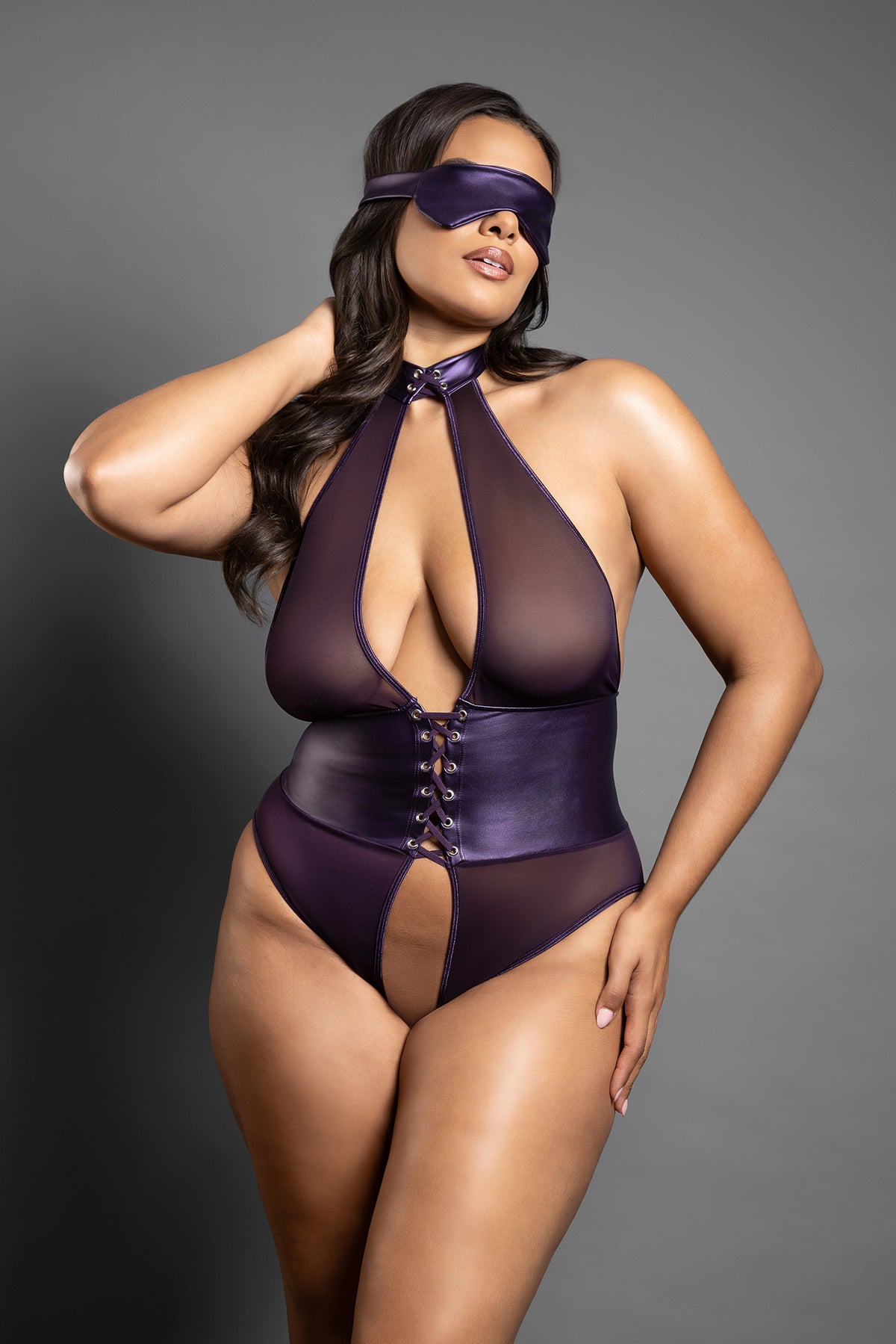 Open Lace-up Teddy & Blindfold