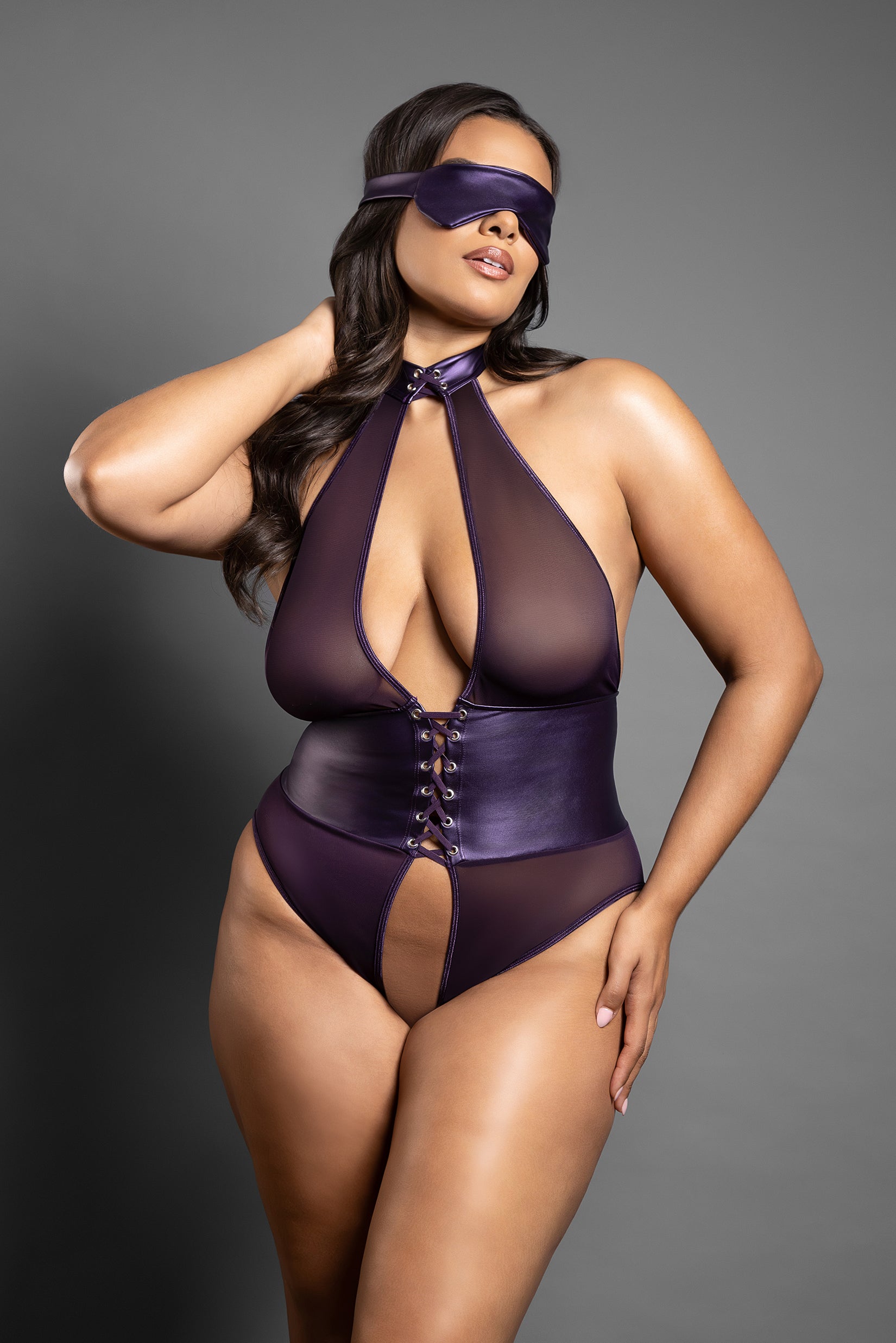 Open Lace-up Teddy & Blindfold