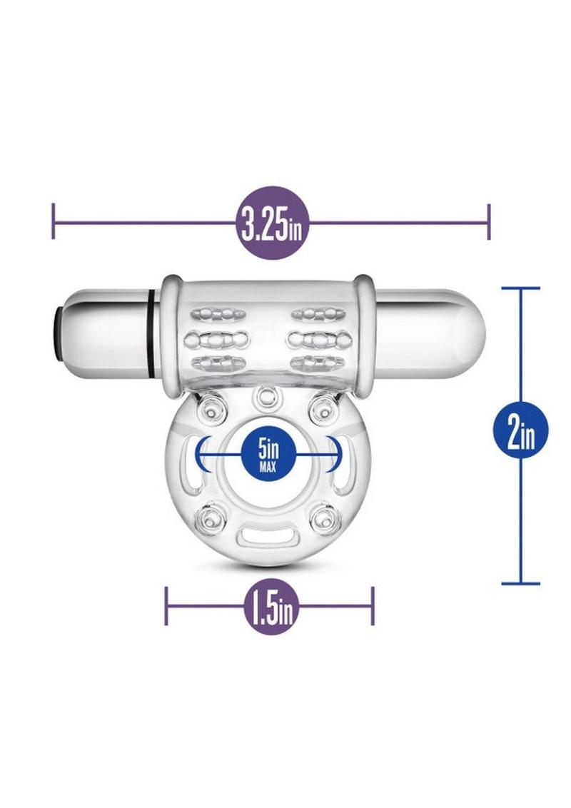 Stay Hard Vibrating Mega Bull Cock Ring in Clear