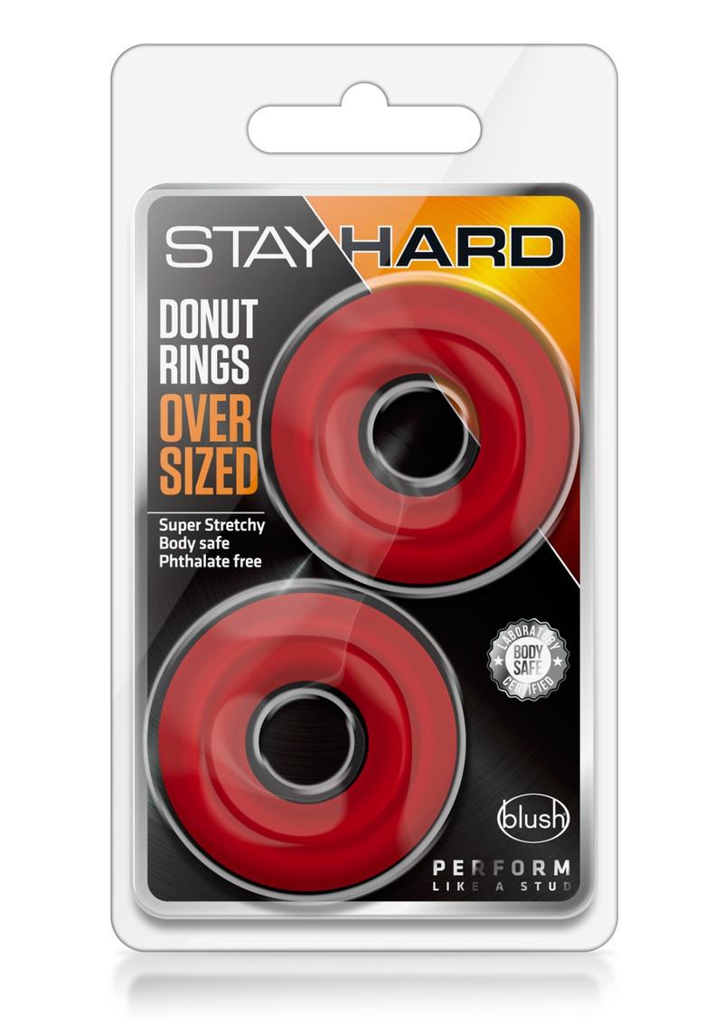Stay Hard Donut Cock Rings Oversized 2 Pack in Red