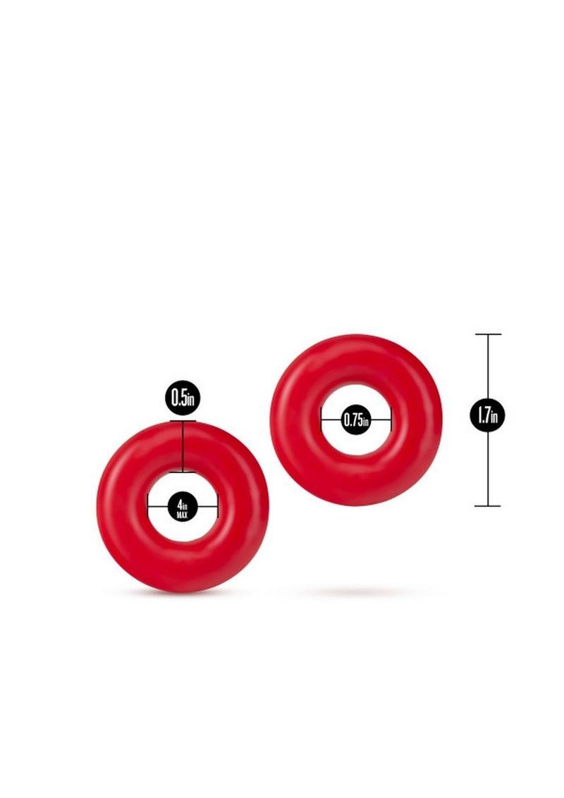 Stay Hard Donut Cock Rings Oversized 2 Pack in Red