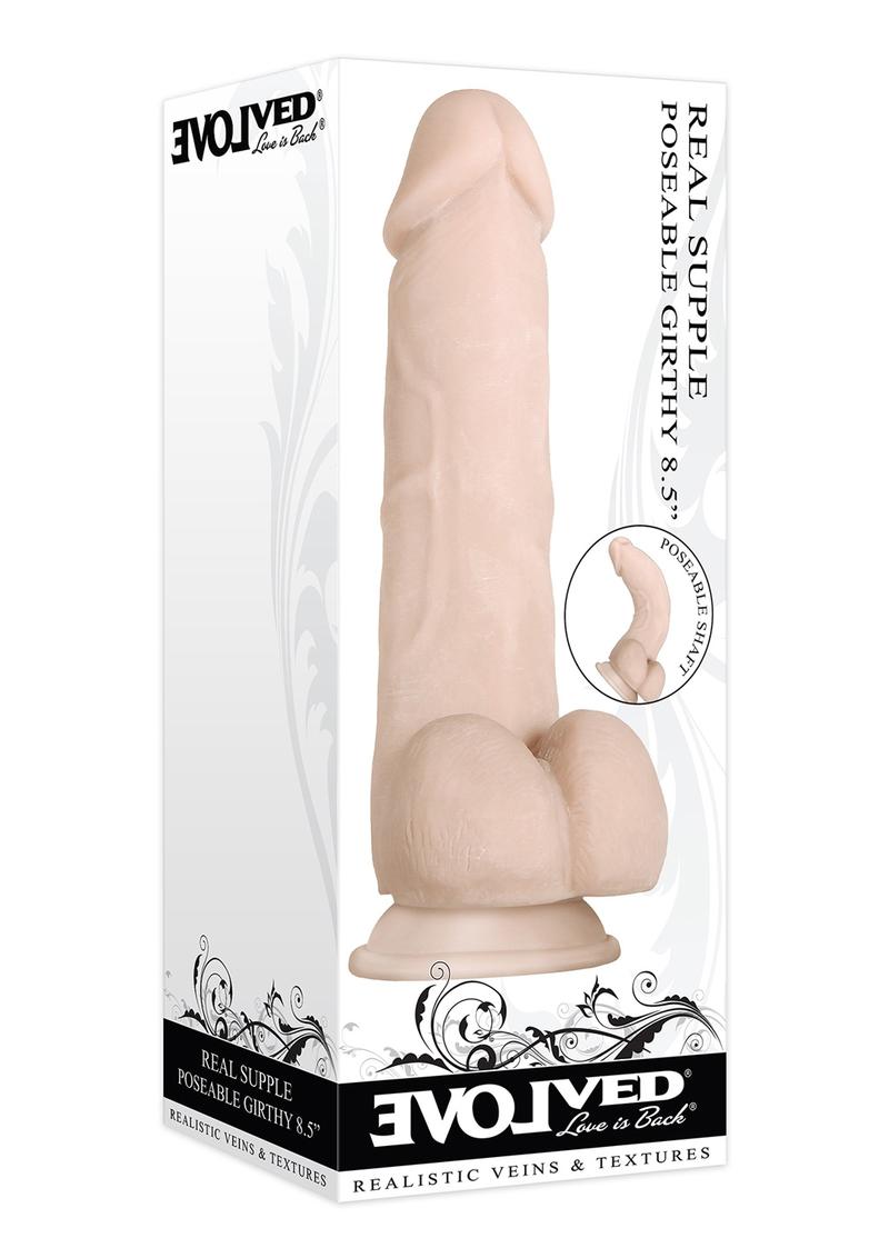 Real Supple Poseable Girthy 8.5" Dildo Light