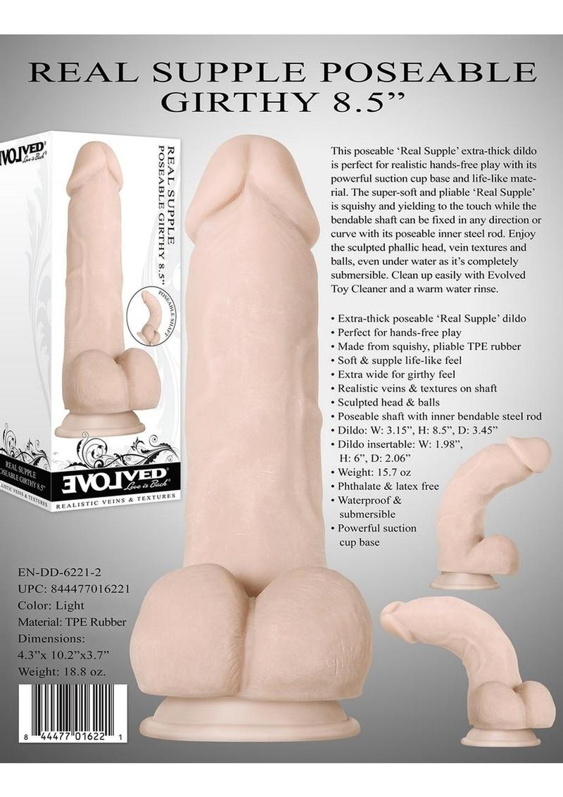 Real Supple Poseable Girthy 8.5" Dildo Light