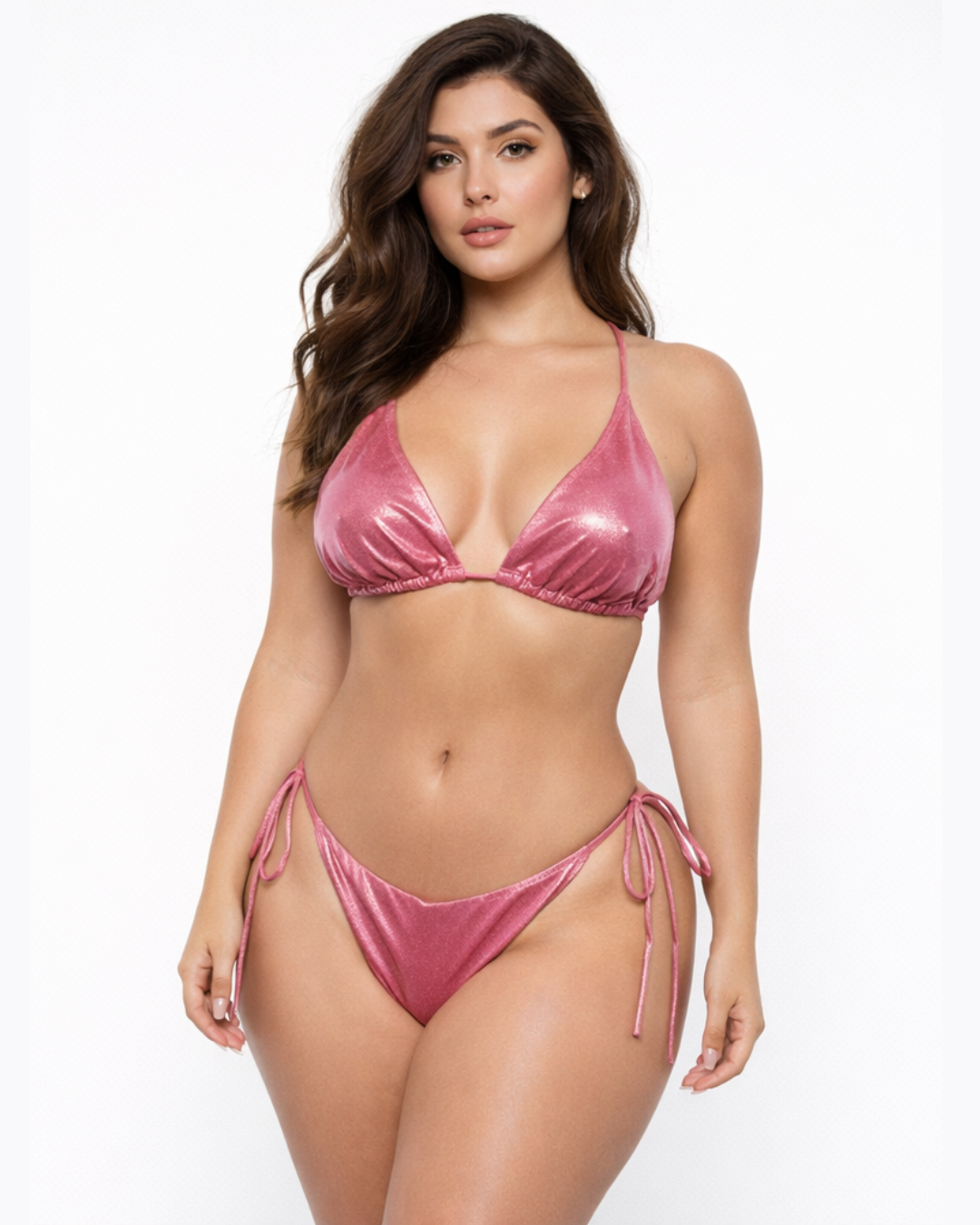 Pink Liquid Triangle Swim Top