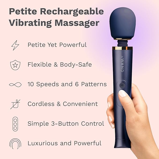 Le Wand Petite Rechargeable Massager in Navy