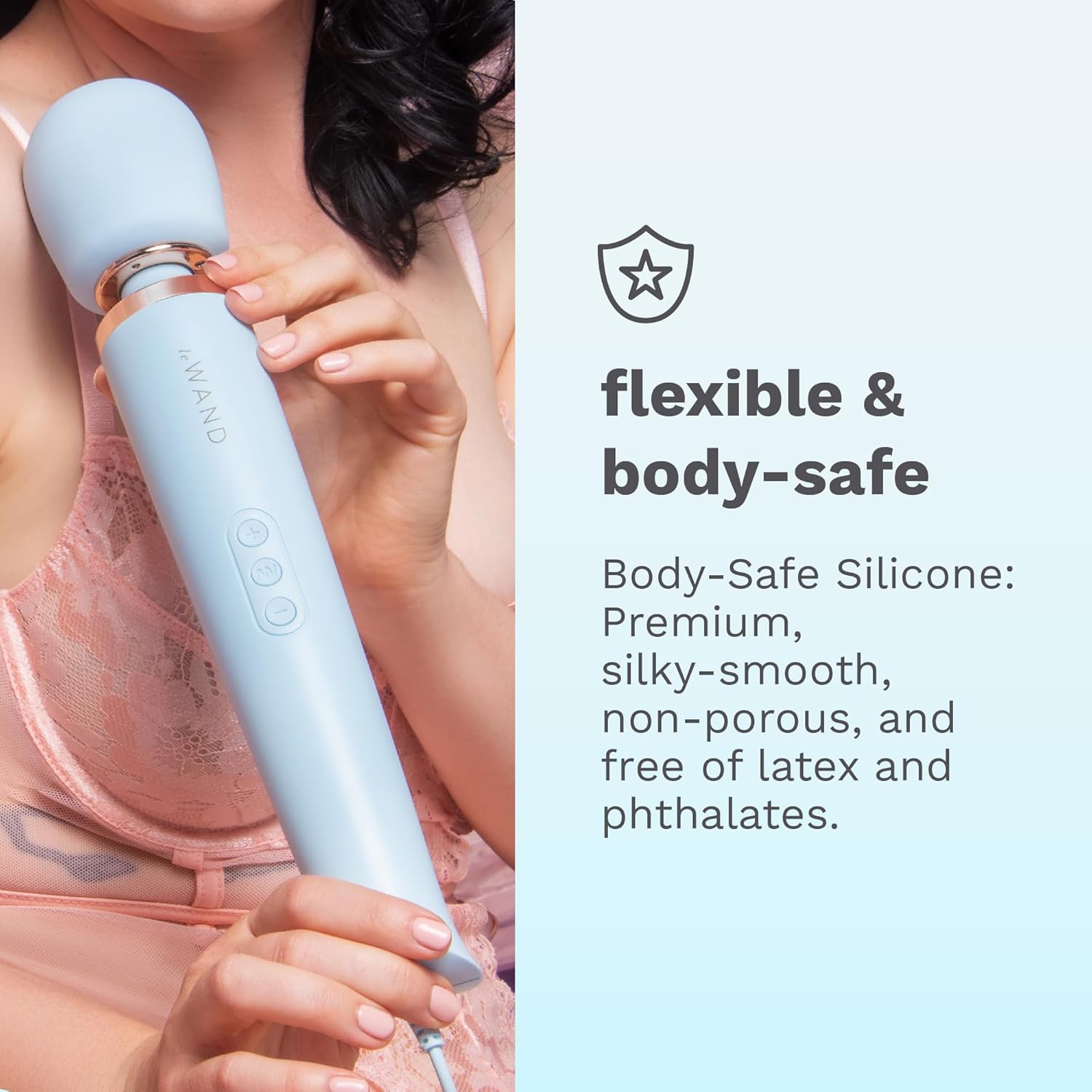 Le Wand Plug-In Vibrating Massager in Sky Blue