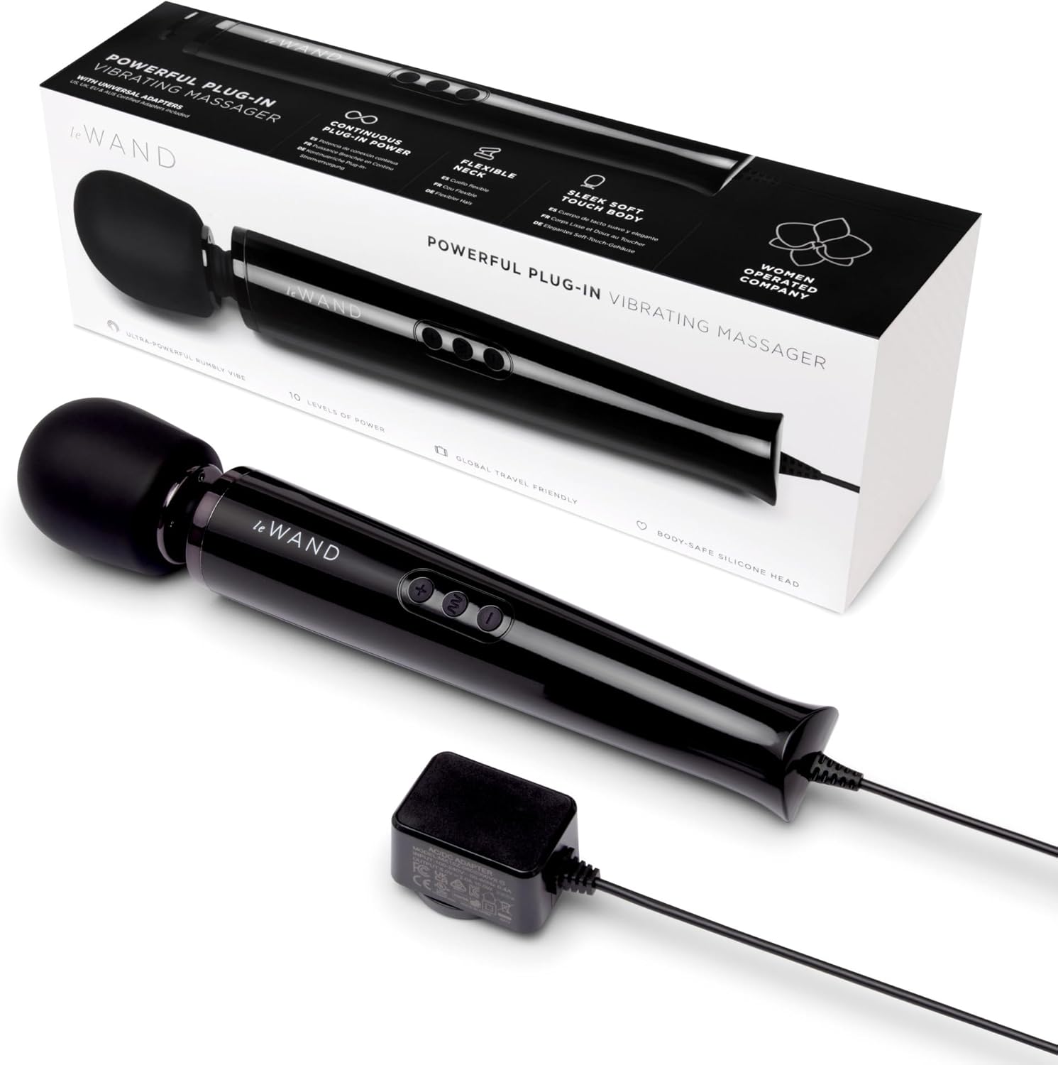 Le Wand Plug-In Vibrating Massager in Black