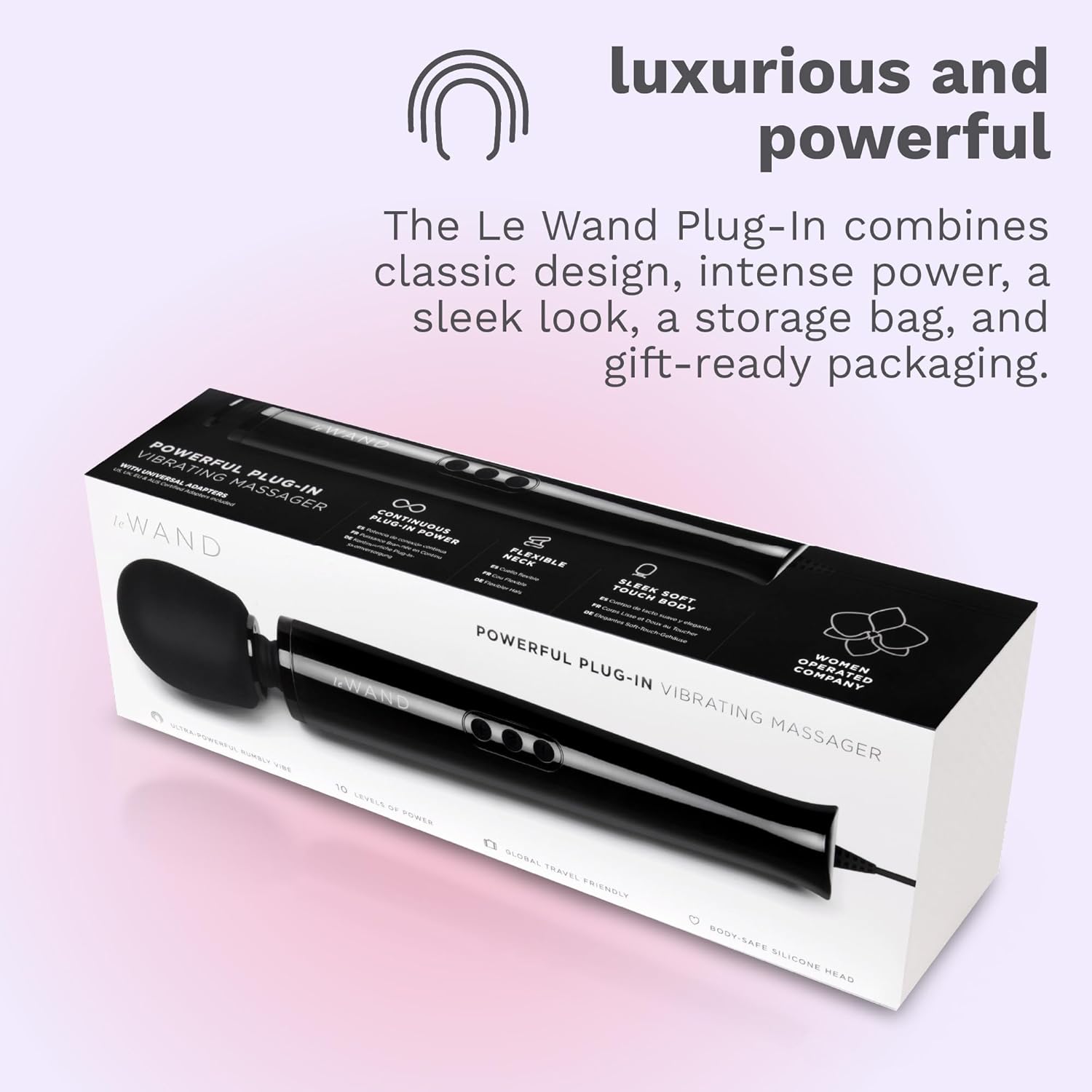 Le Wand Plug-In Vibrating Massager in Black