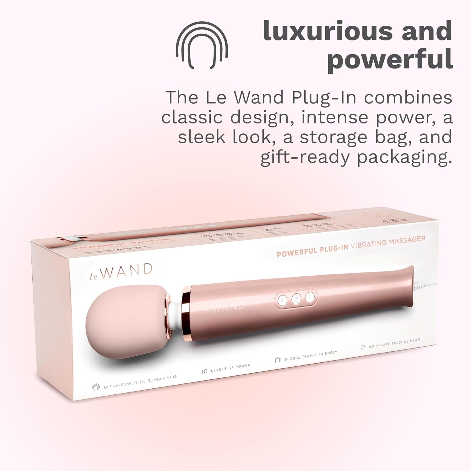 Le Wand Plug-In Vibrating Massager in Rose Gold