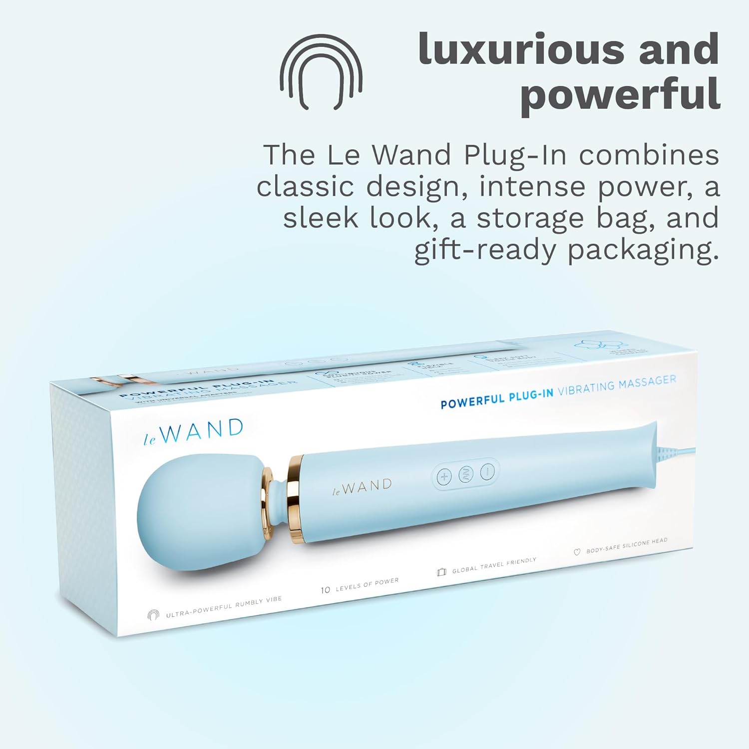 Le Wand Plug-In Vibrating Massager in Sky Blue