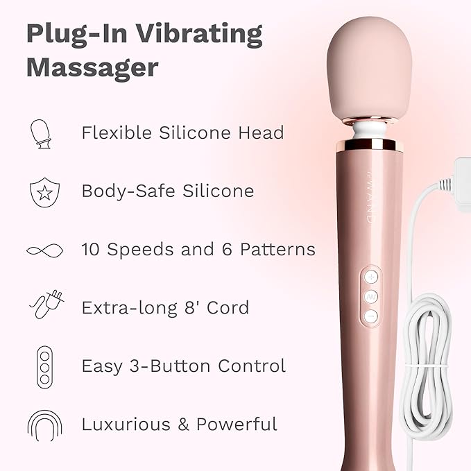 Le Wand Plug-In Vibrating Massager in Rose Gold