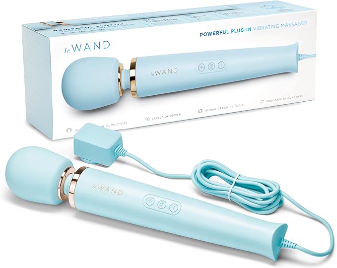 Le Wand Plug-In Vibrating Massager in Sky Blue