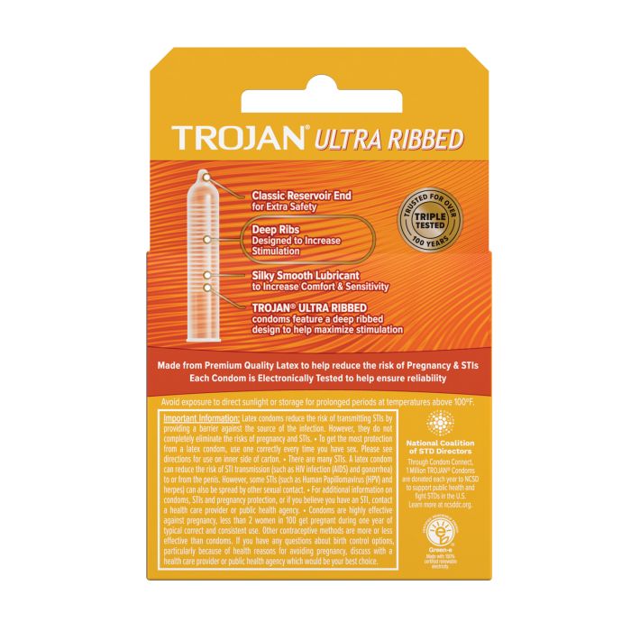 Trojan Ultra Ribbed Condoms 3-Pack