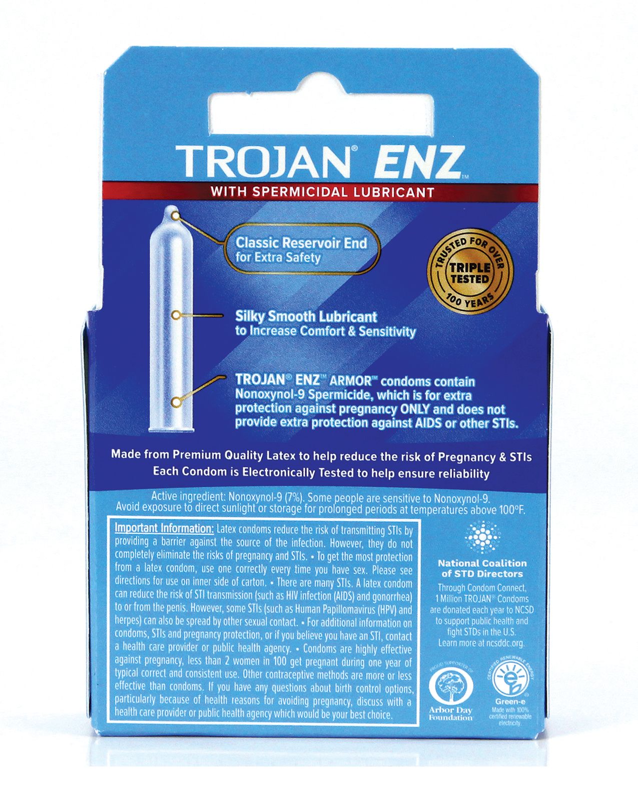 Trojan Enz Spermicidal Lubricated Condoms 3-Pack