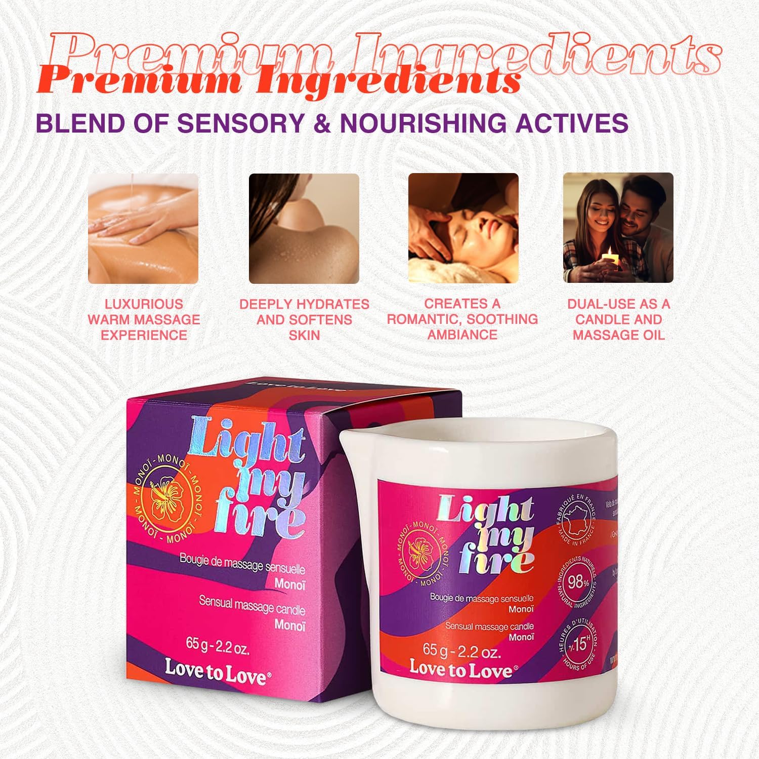 Light My Fire Plant-Based Massage Oil Candle in Monoi