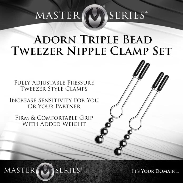 Master Series Adorn Triple Bead Nipple Clamp Set