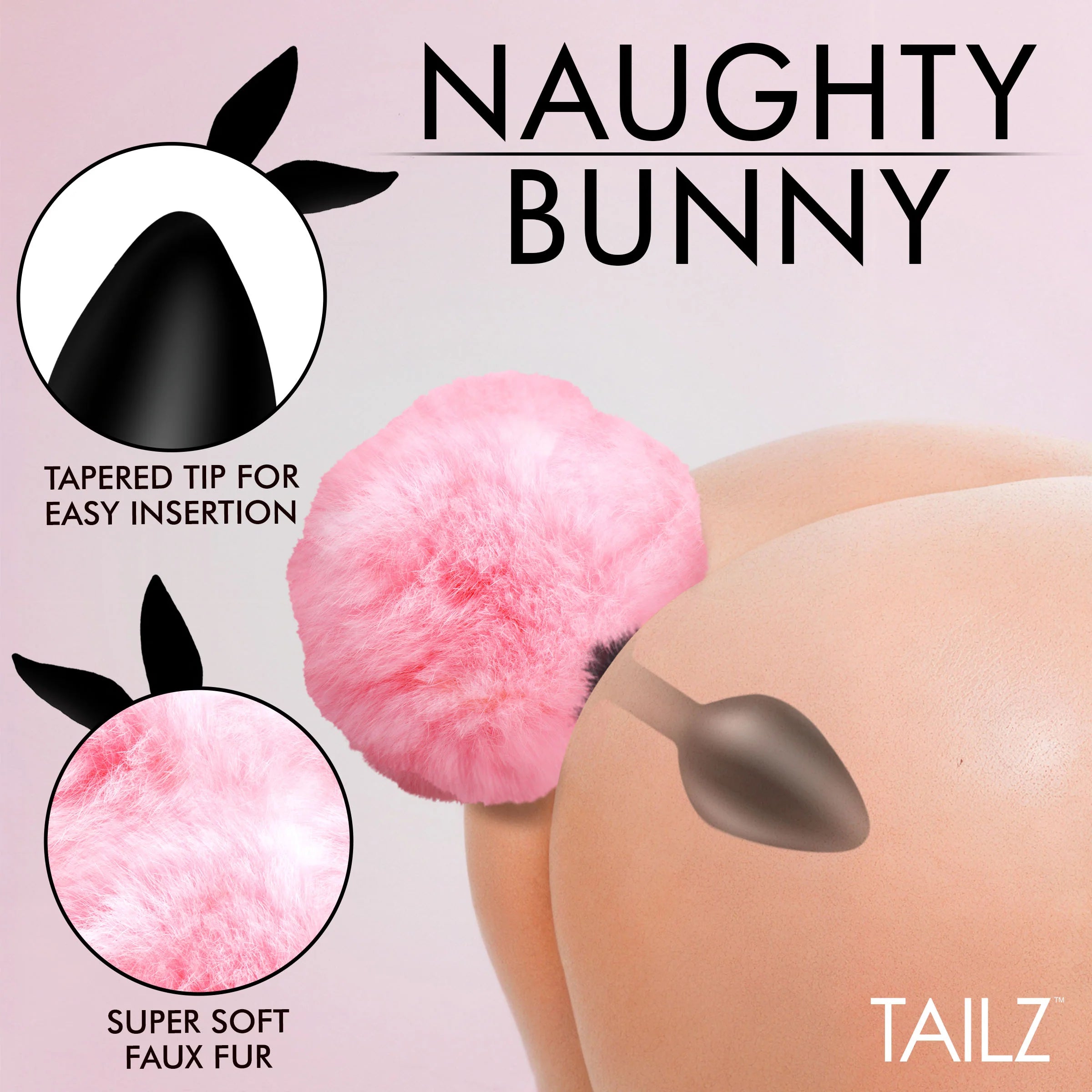 Tailz Fluffy Bunny Tail Silicone Plug Pink