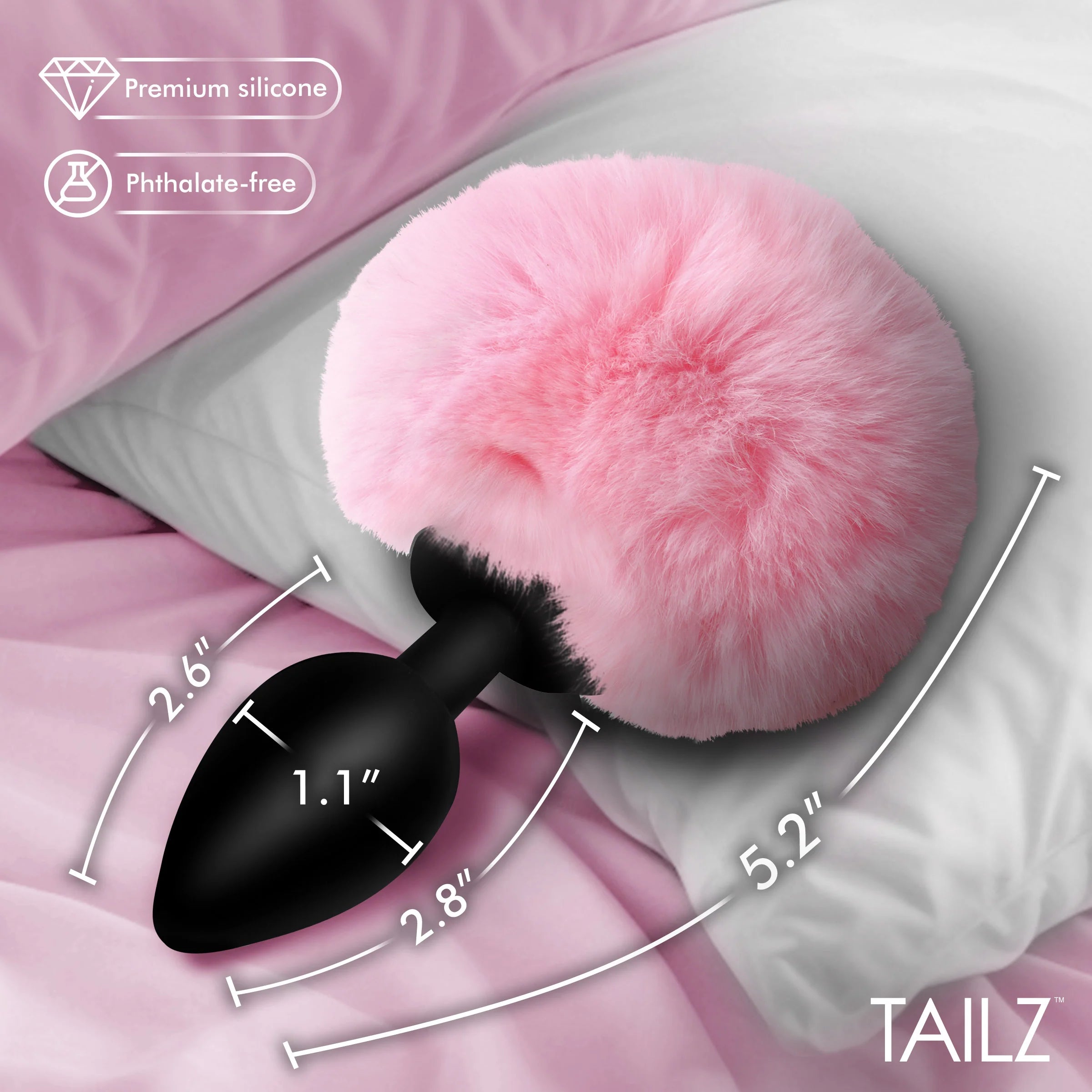 Tailz Fluffy Bunny Tail Silicone Plug Pink