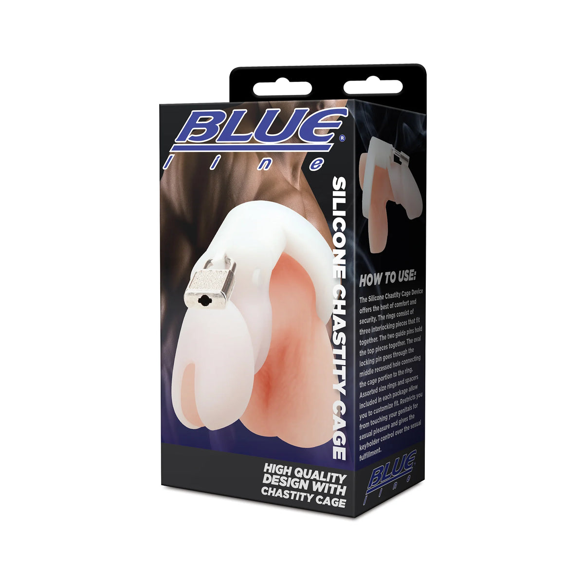 Blue Line Silicone Chastity Cage in White