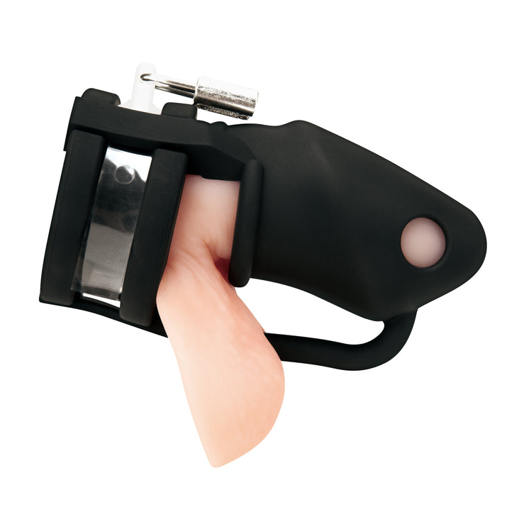 Blue Line 2" Silicone Mini Cock Cage With Ball Divider in Black