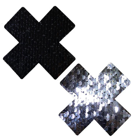 Black & Silver Flip X Sequin Pasties