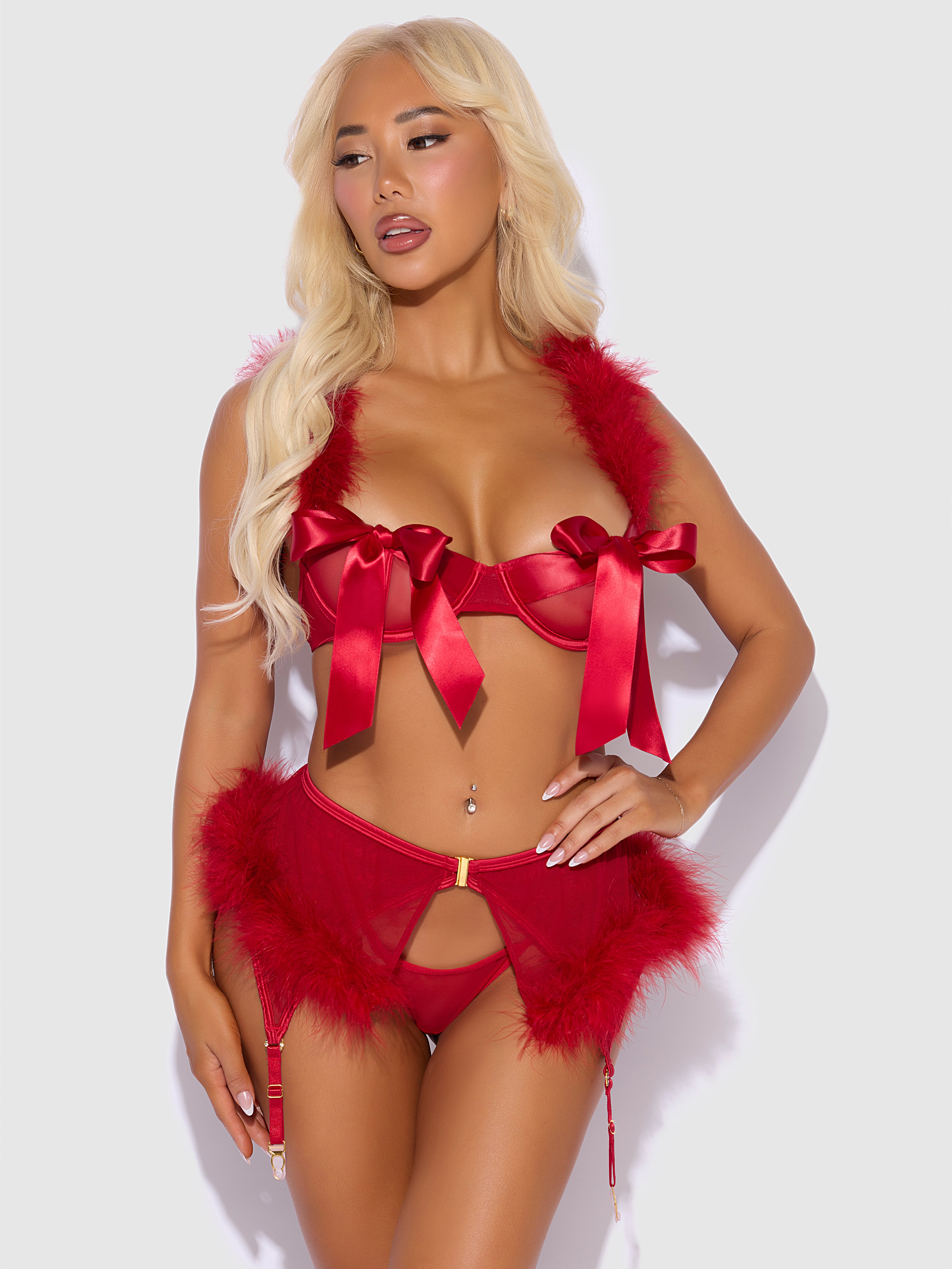 Marilyn Marabou & Mesh 3pc Set
