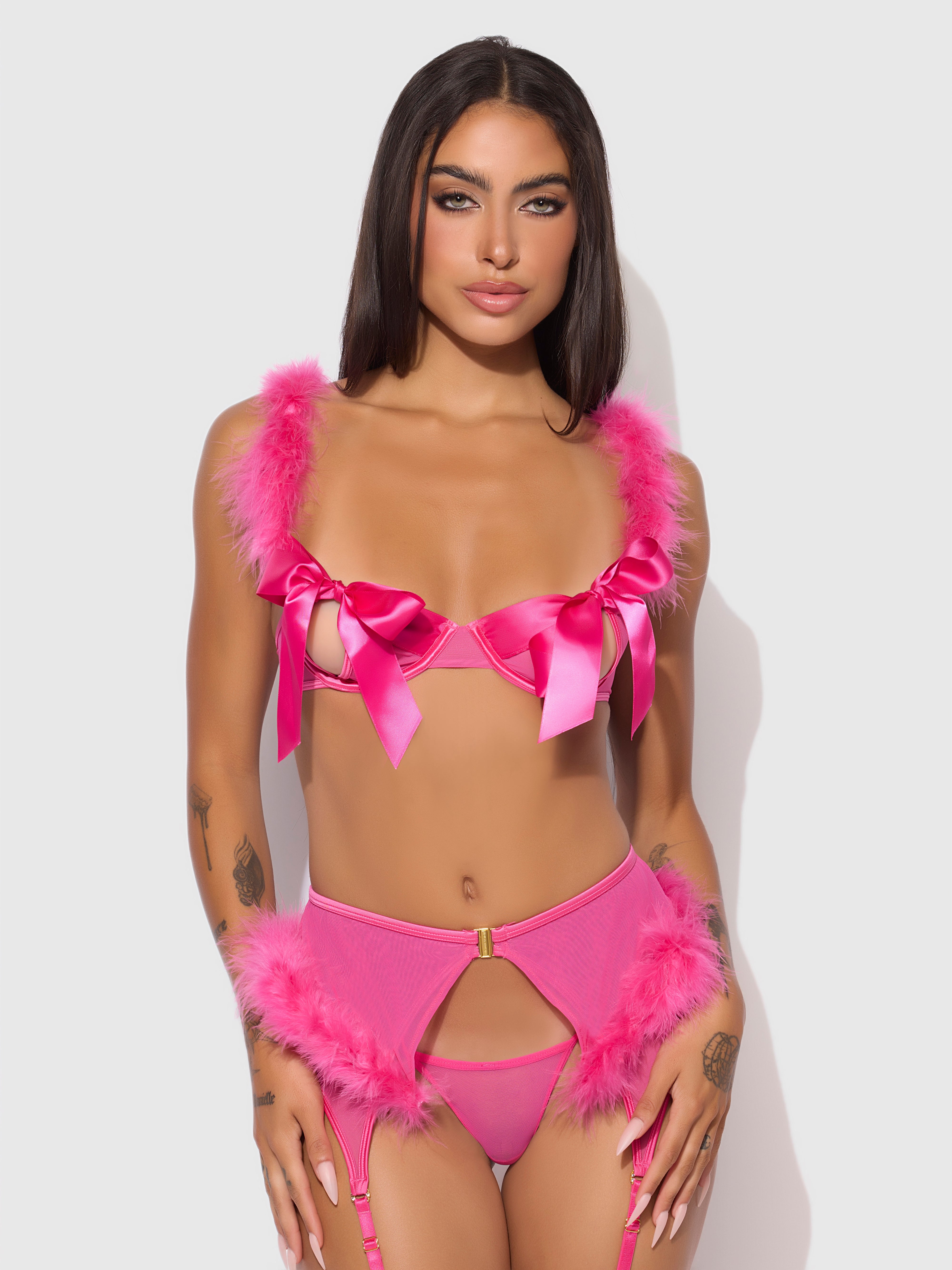 Marilyn Marabou & Mesh 3pc Set