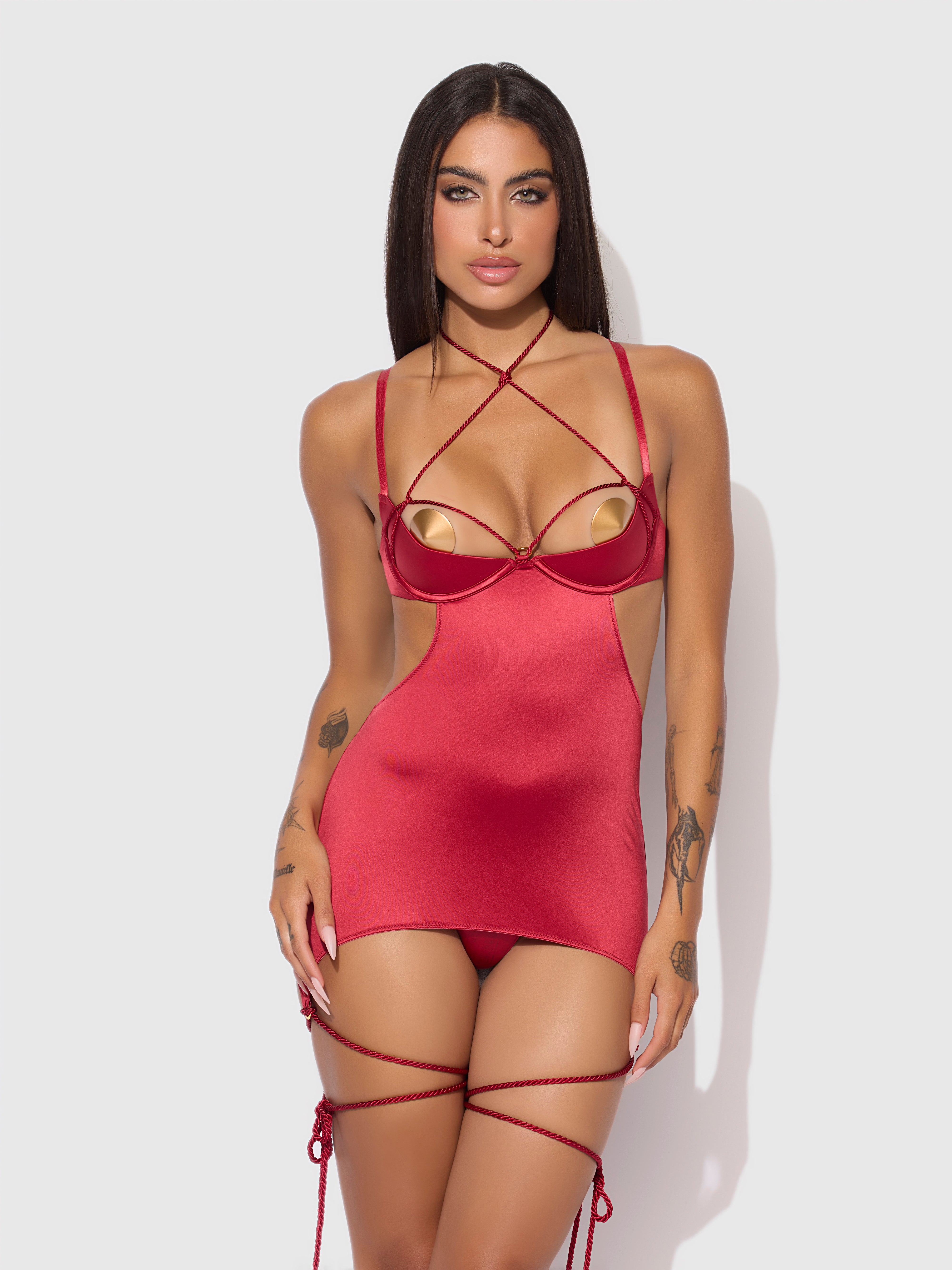 IRYNA SILKY MICRO ROPE OPEN BACK CHEMISE