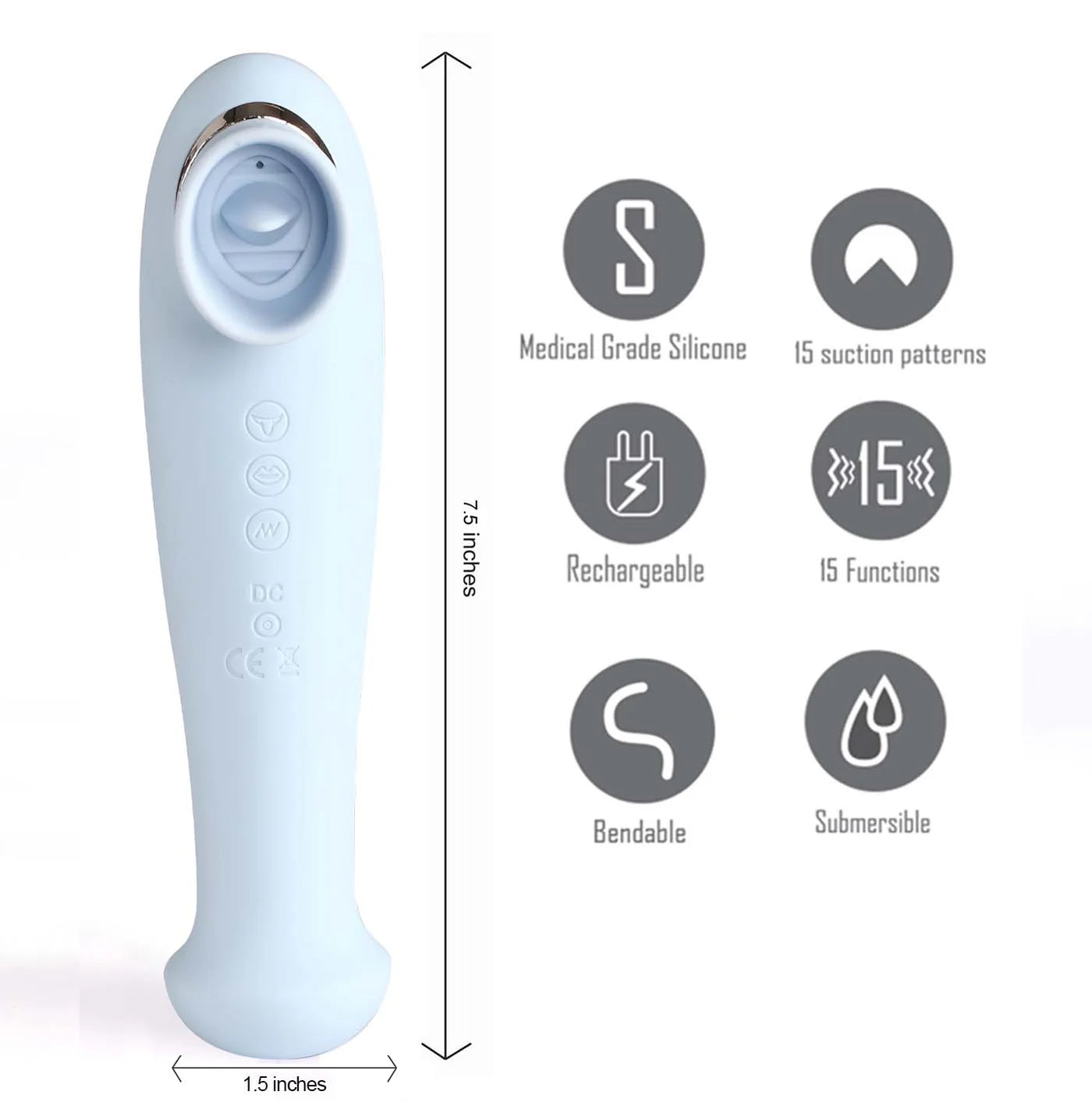 DESTINY 15-Function Rechargeable Suction + Vibration Blue