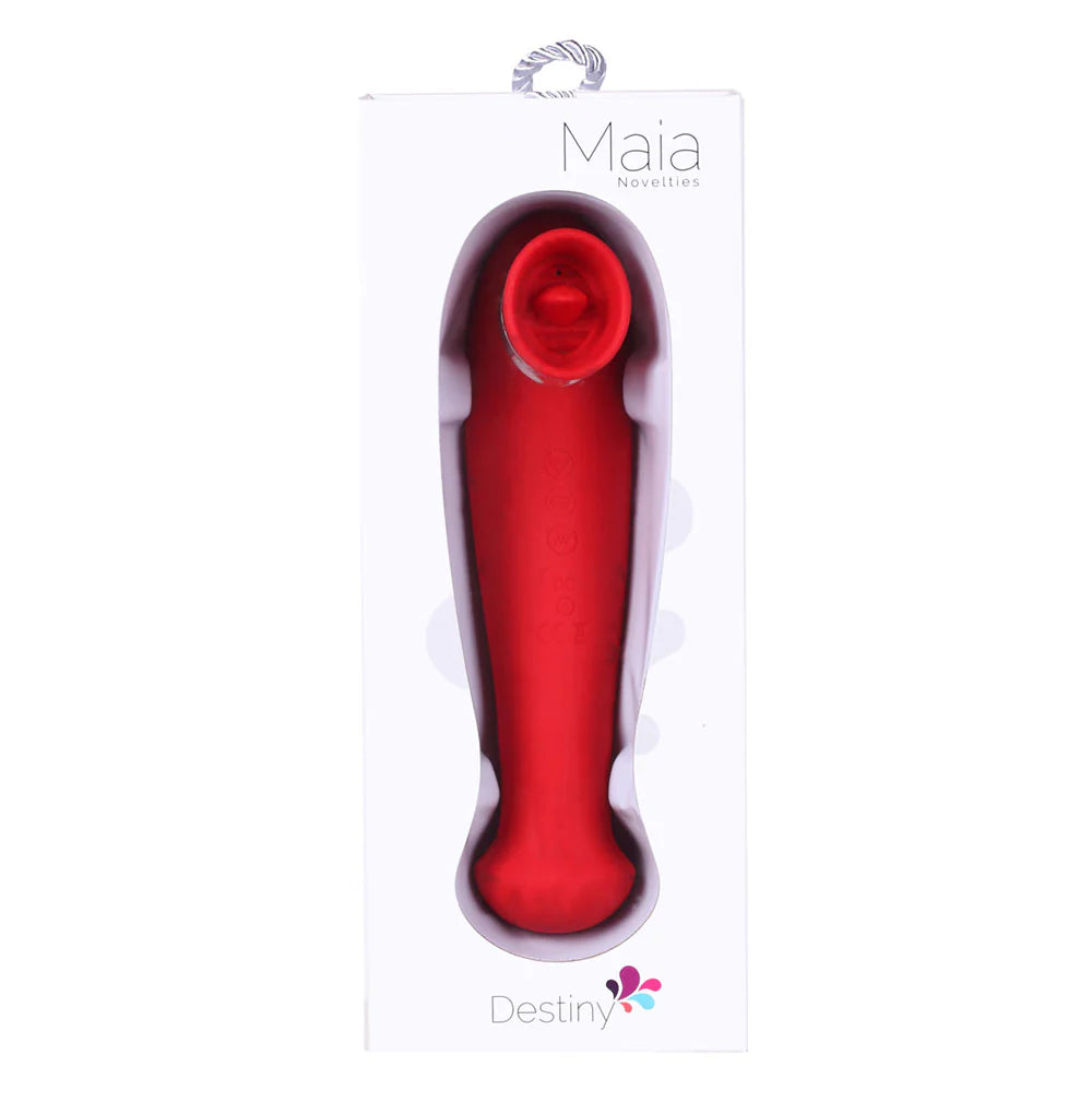 DESTINY 15-Function Rechargeable Suction + Vibration Red