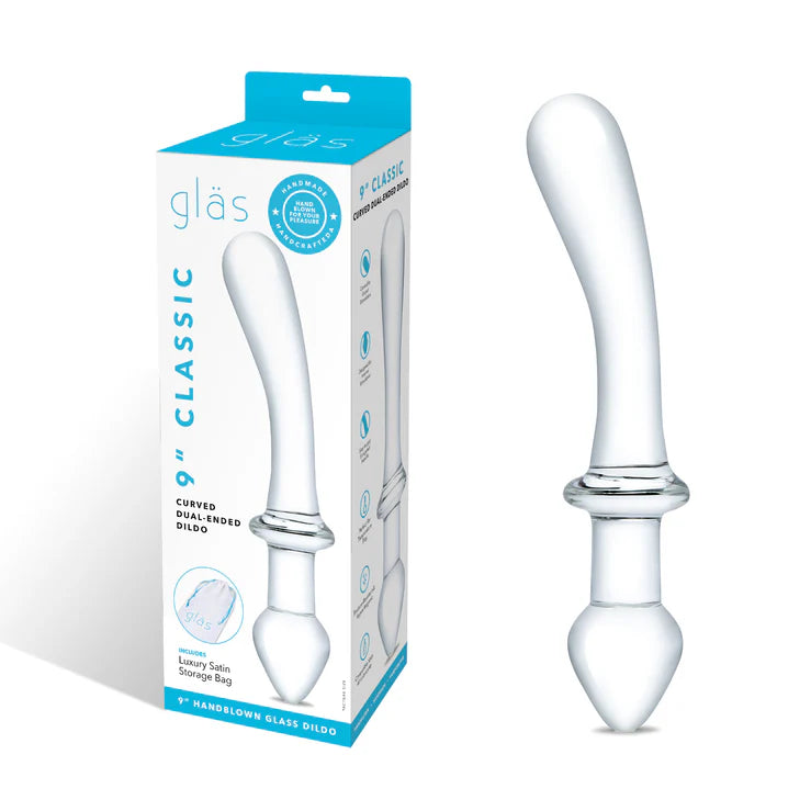 Gläs 9" Classic Curved Dual-Ended Glass Dildo