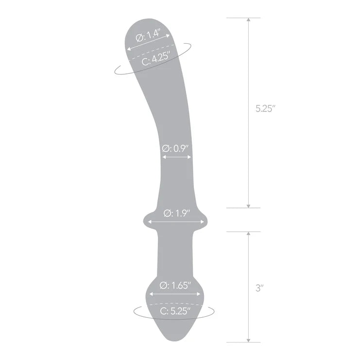 Gläs 9" Classic Curved Dual-Ended Glass Dildo