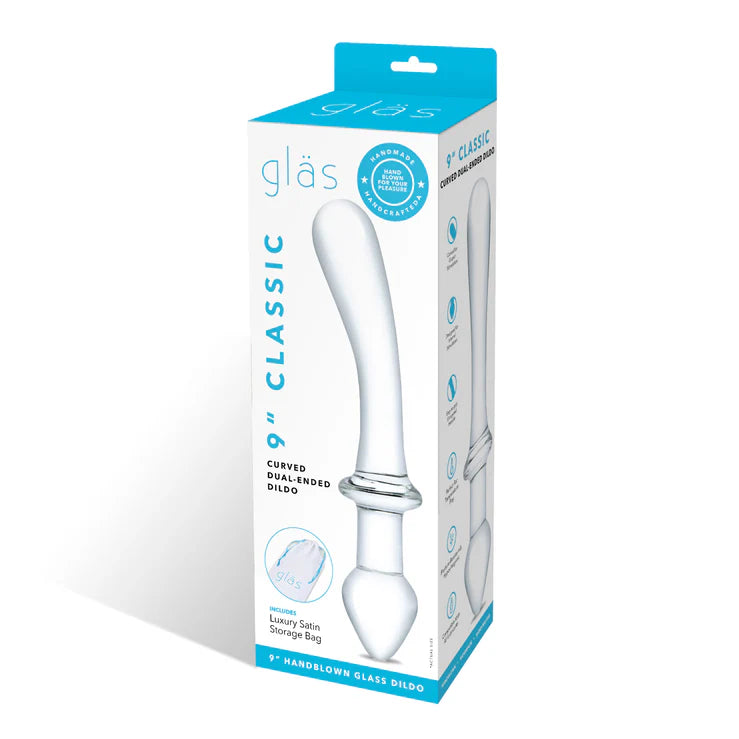 Gläs 9" Classic Curved Dual-Ended Glass Dildo