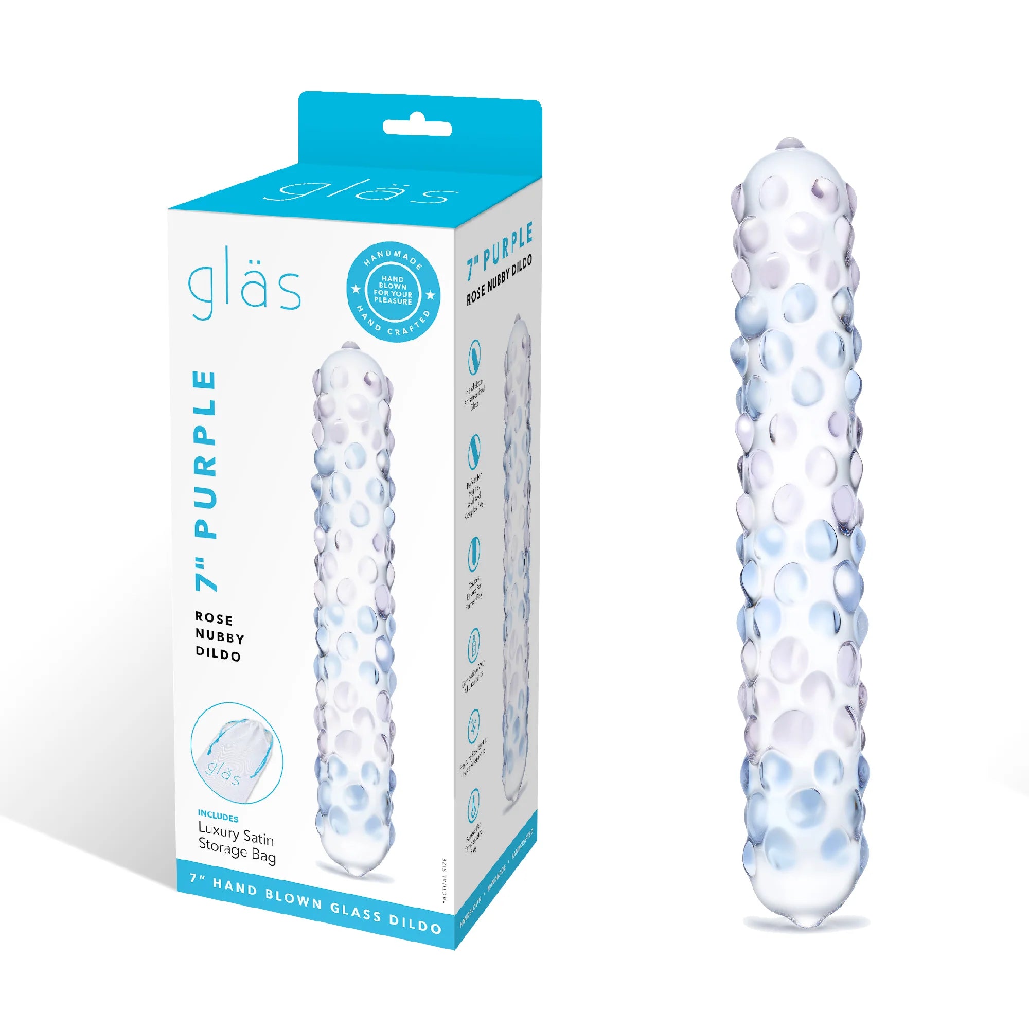 Gläs 7" Purple Rose Nubby Glass Dildo