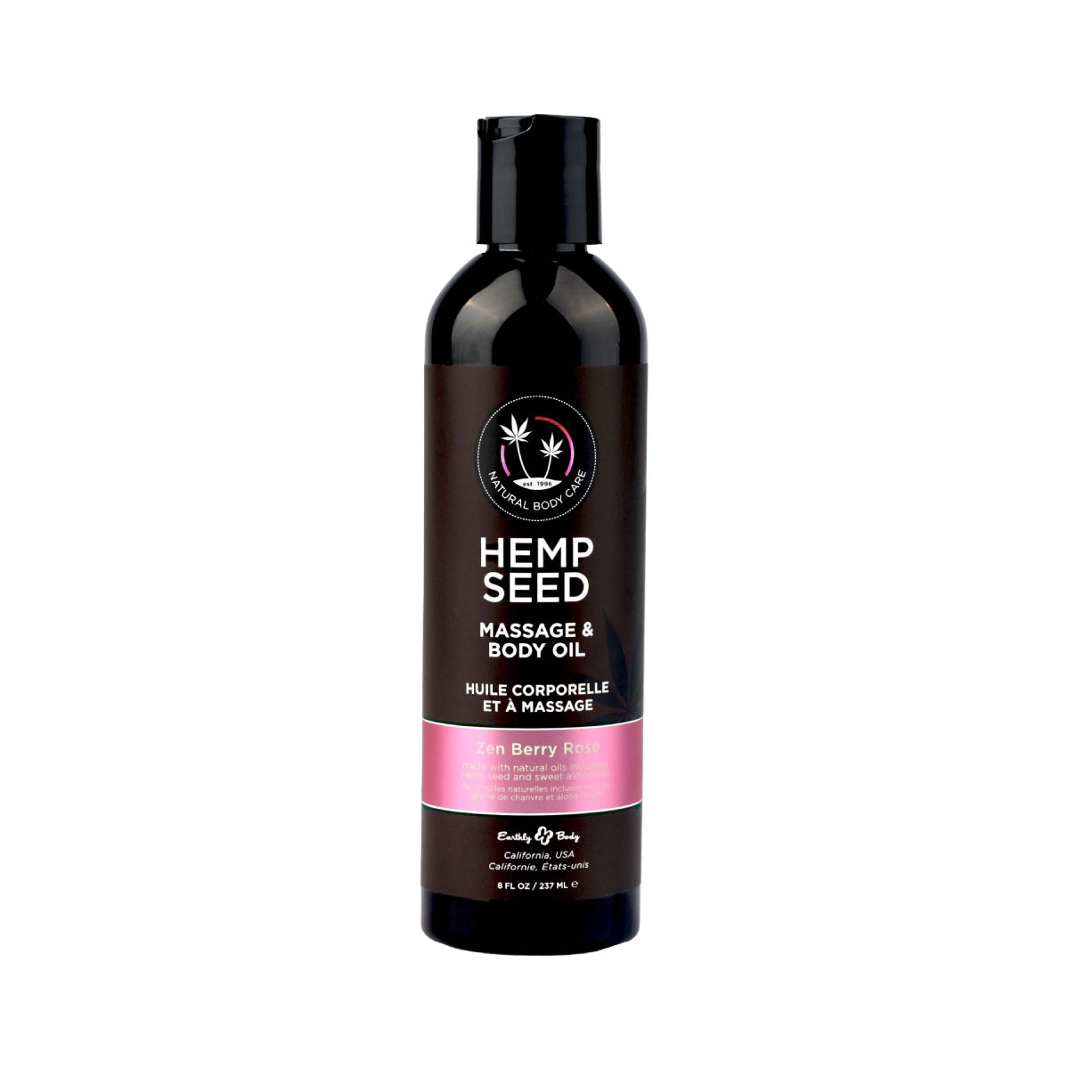 Hemp Seed Massage Oil 8 oz in Zen Berry Rose