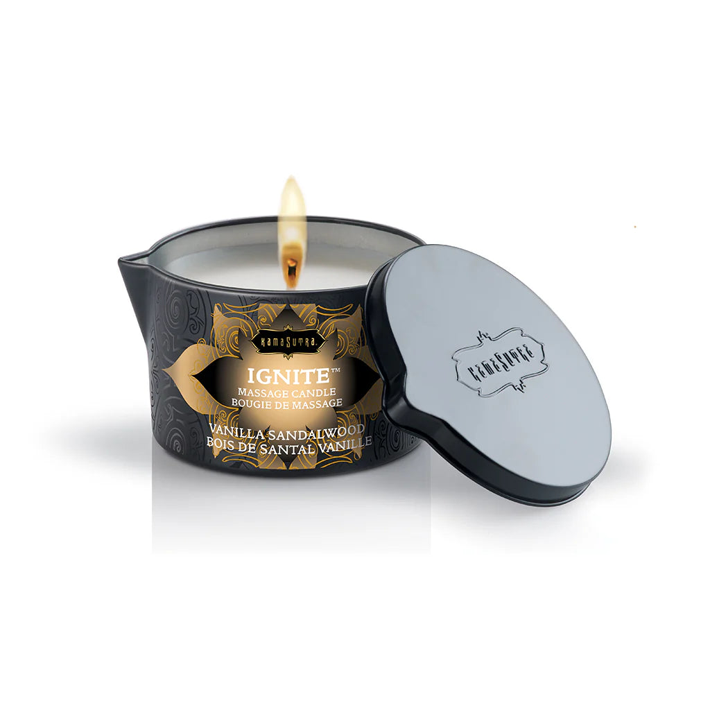 Kama Sutra Ignite Massage Candle Vanilla Sandalwood 6 oz